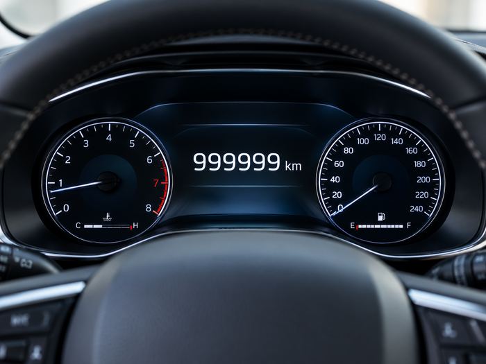 Close up of vehicle odometer